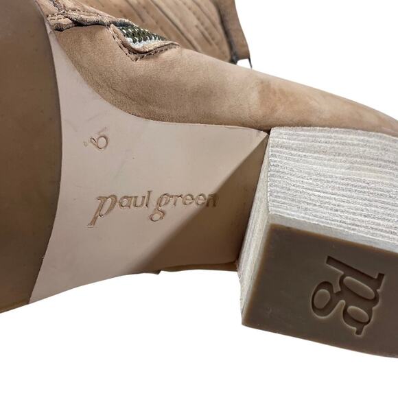 Paul Green Malibu Sliced Zip Bootie Chunky Nubuck Camel DAMAGED Sz 6 (US 8.5) - Picture 8 of 9